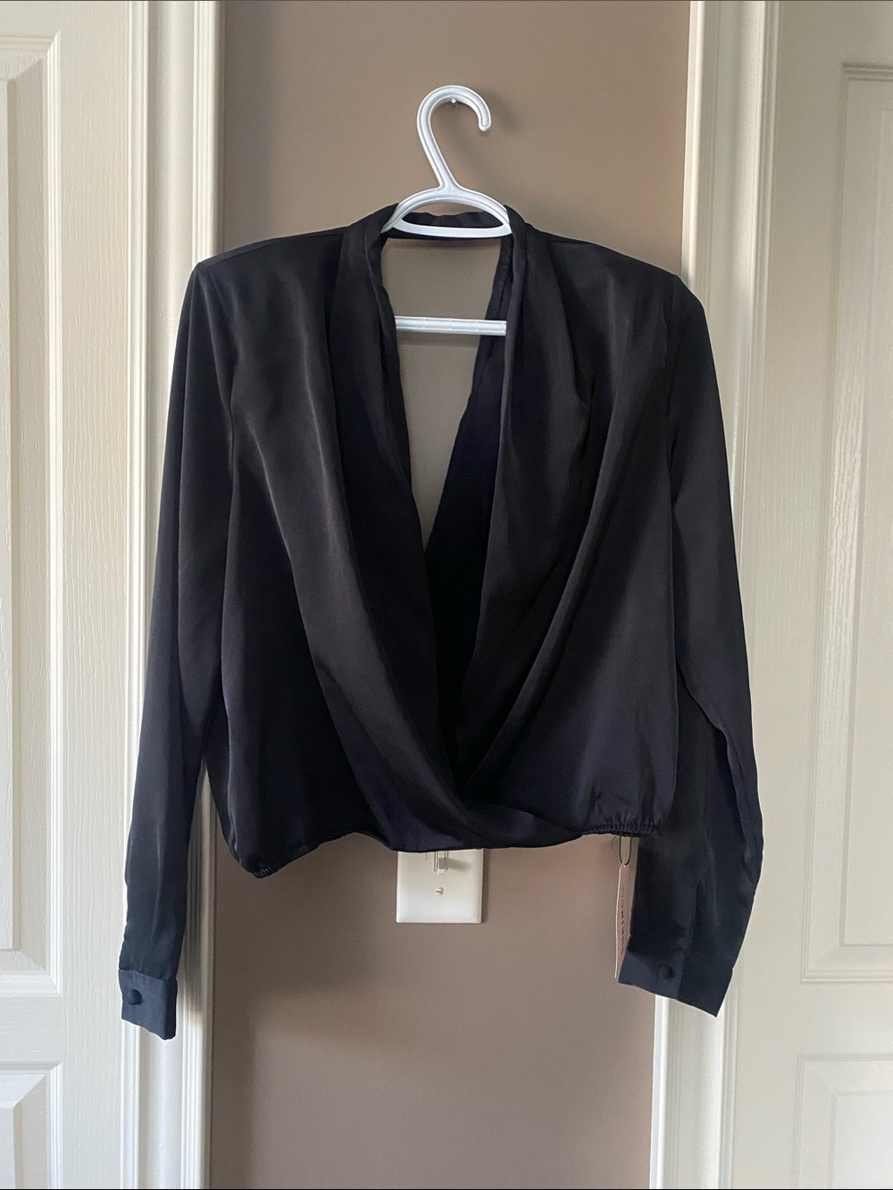 SHEIN Black Draped Wrap Blouse